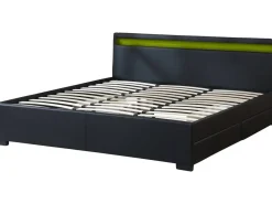 LIT LED double avec 4 tiroirs "Nico" - 180 x 200 cm - Noir