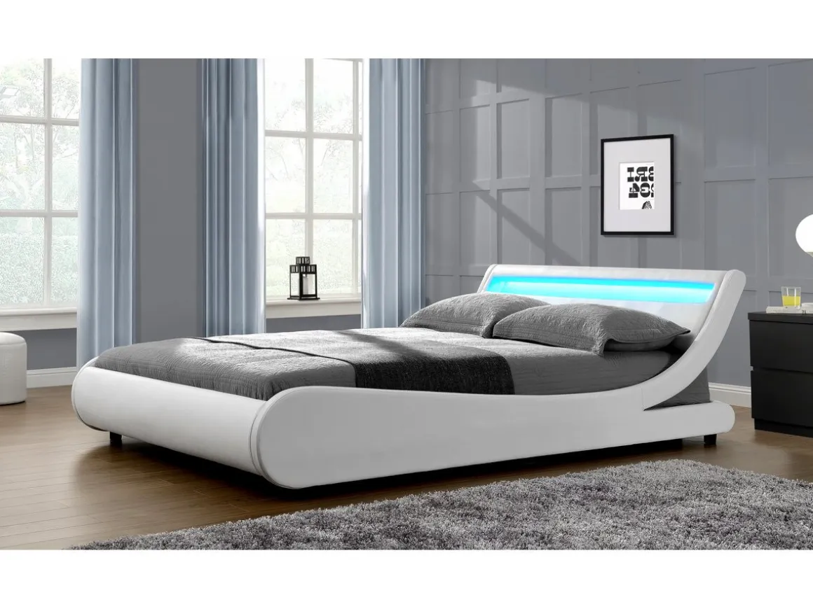 Lit LED "Natacha" - 160 x 200 cm - Blanc