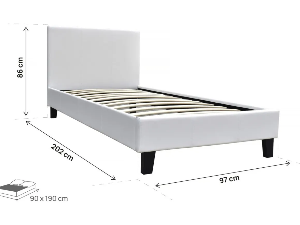 Lit "Lina" - 90 x 190 cm - Blanc