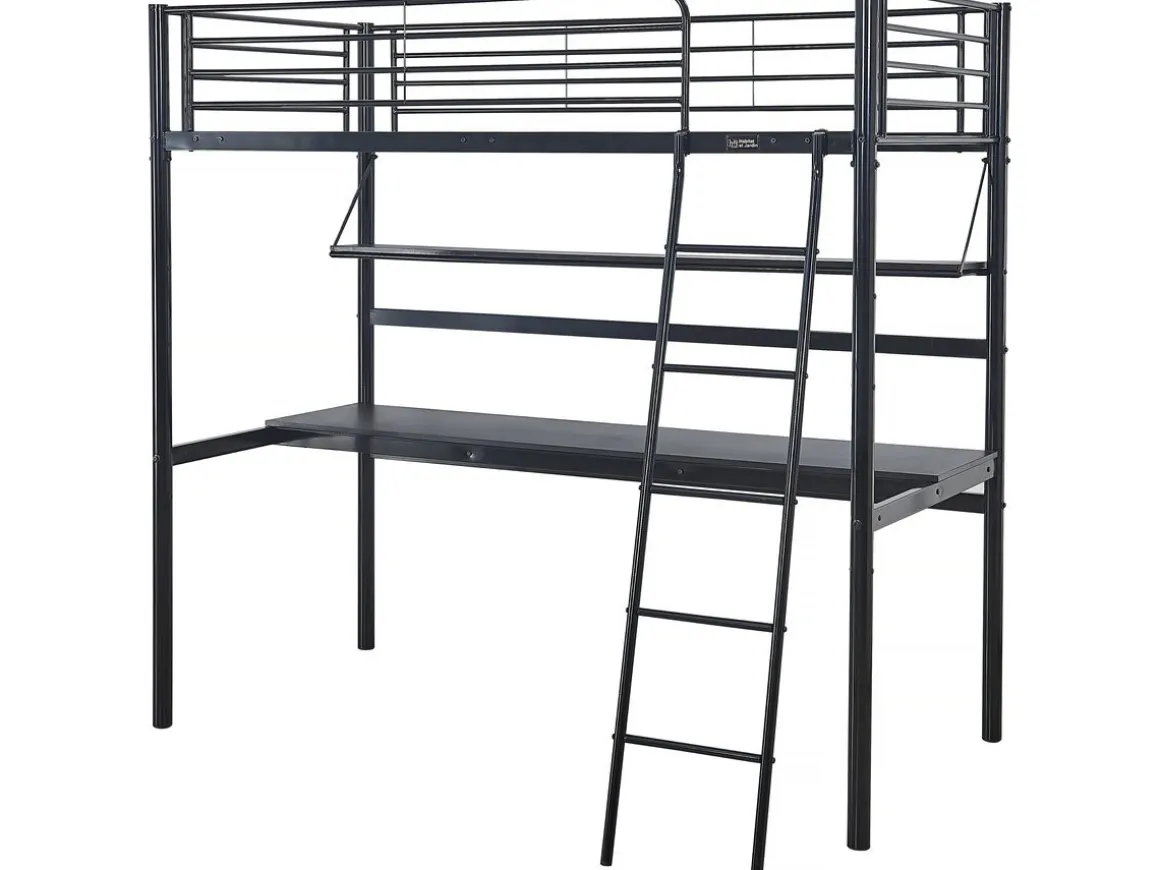Lit mezzanine avec bureau "Alona" - 90 x 190 cm - Noir