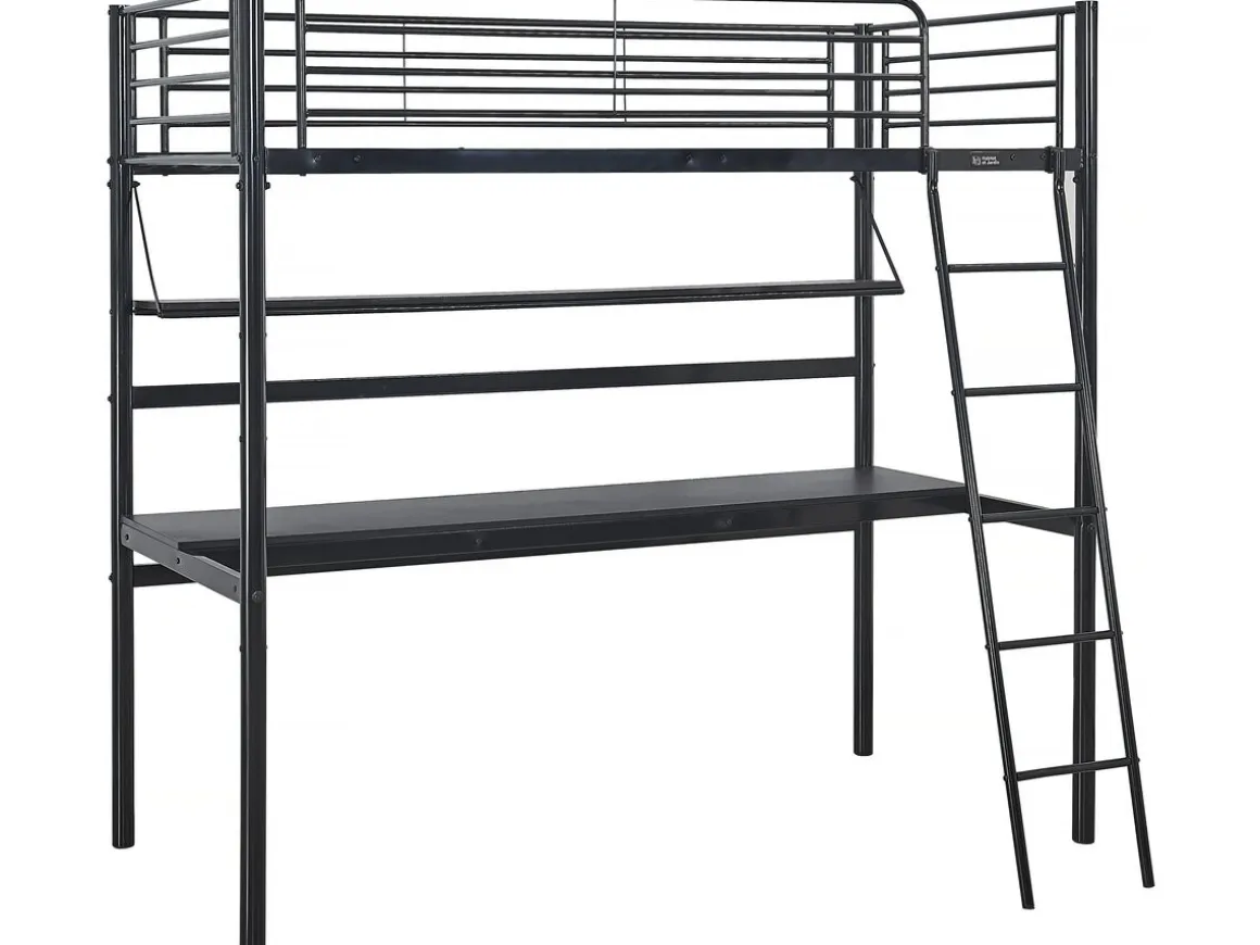 Lit mezzanine avec bureau "Alona" - 90 x 190 cm - Noir