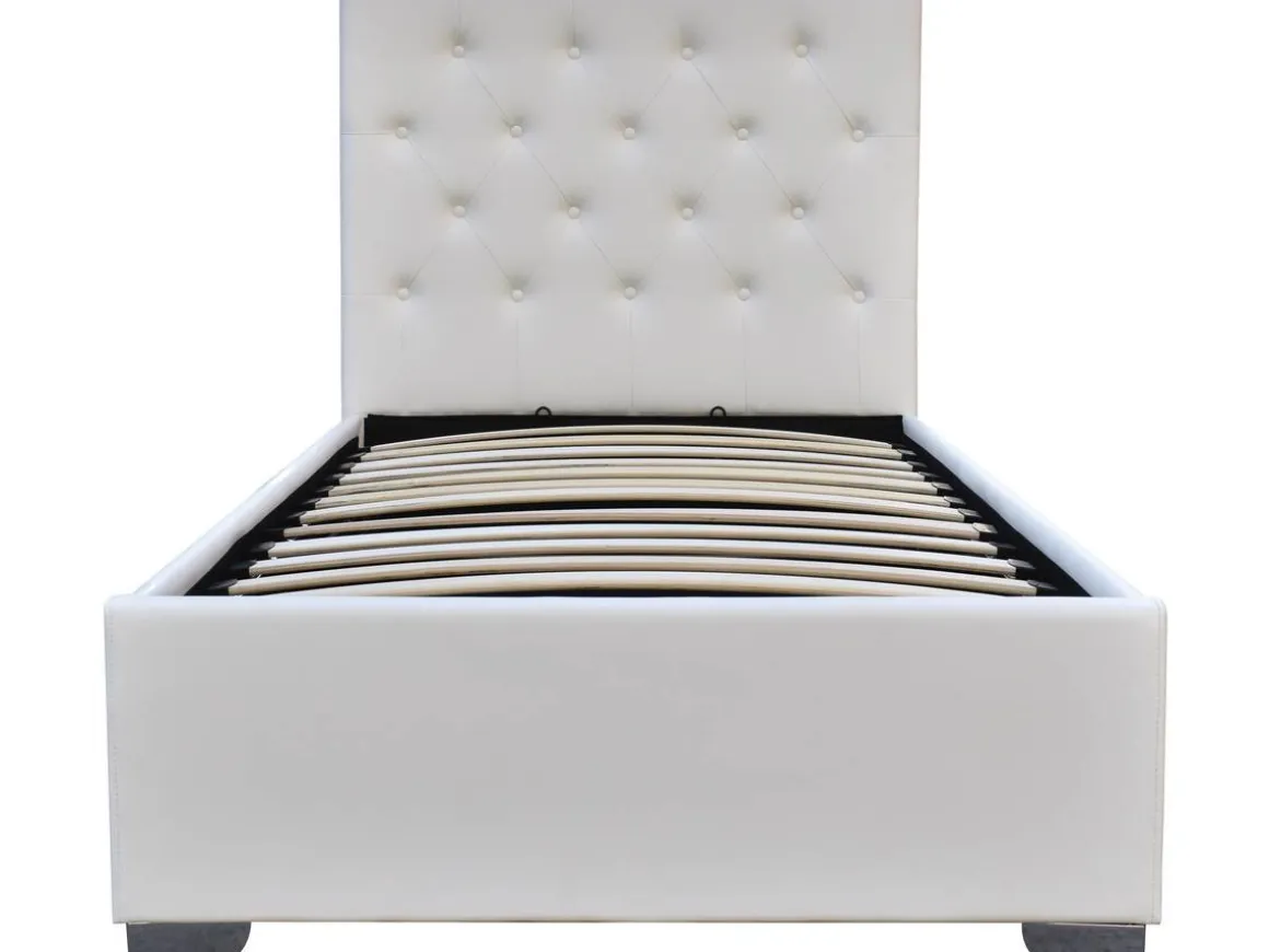 Lit simple avec coffre "Tino" - 90 × 190 cm - Blanc