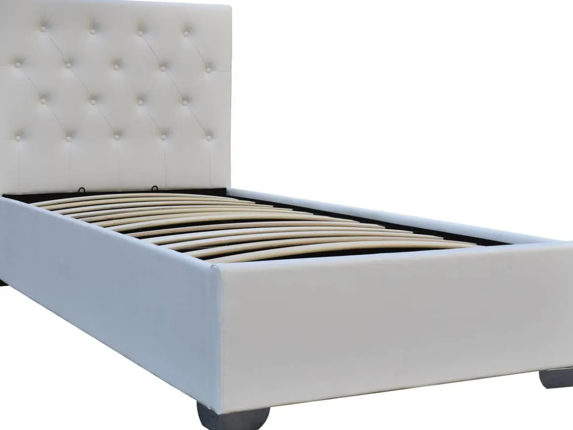 Lit simple avec coffre "Tino" - 90 × 190 cm - Blanc