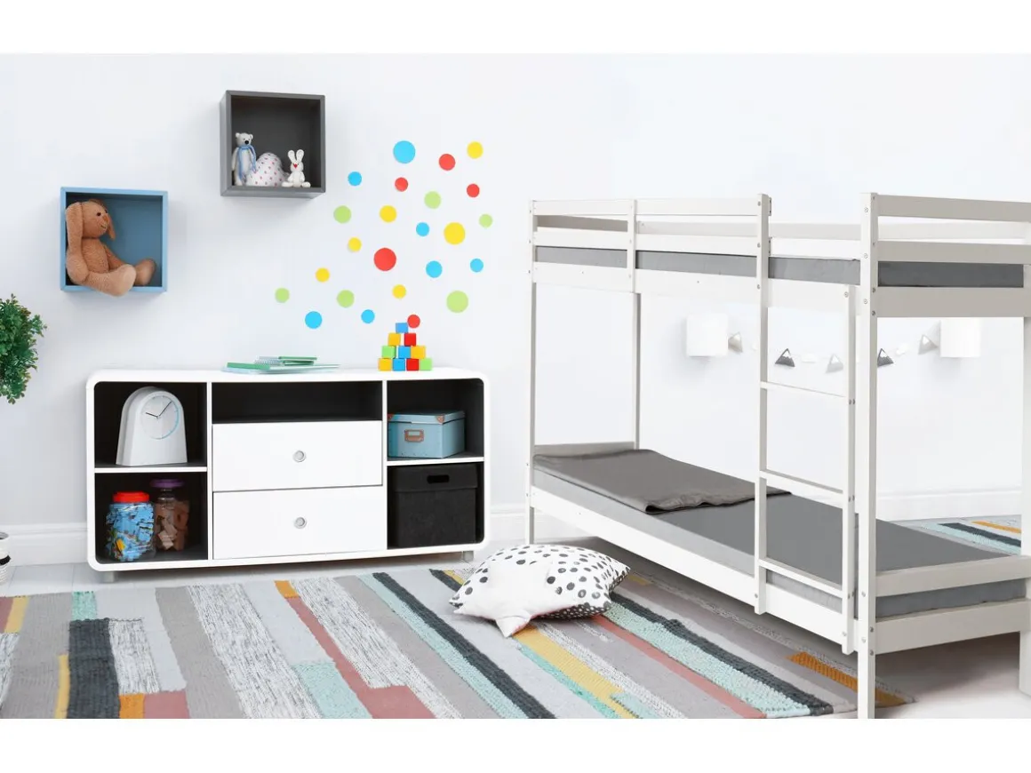 Lit Superposé bois enfant "Lionel" 90 x 190 cm - Blanc