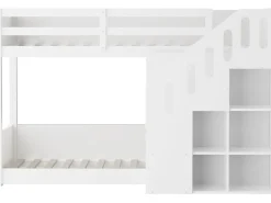 Lit superposé en bois avec escalier et rangements 