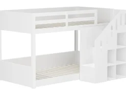 Lit superposé en bois avec escalier et rangements 