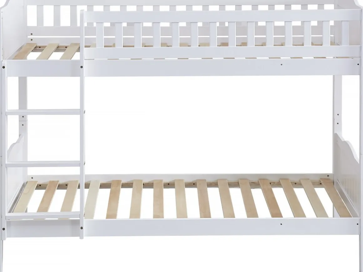 Lit superposé enfant "Gabriel" - Bois - Blanc - 90 x 190 cm