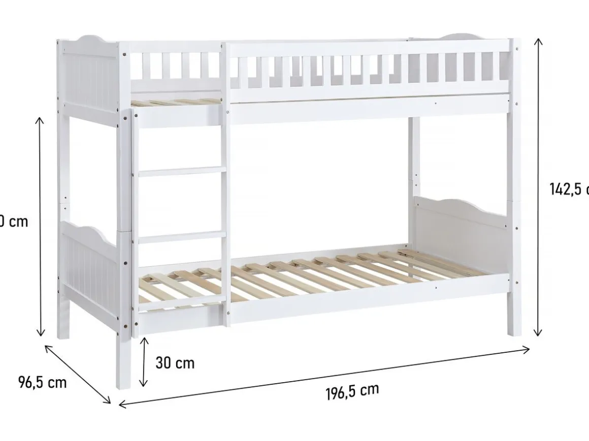 Lit superposé enfant "Gabriel" - Bois - Blanc - 90 x 190 cm