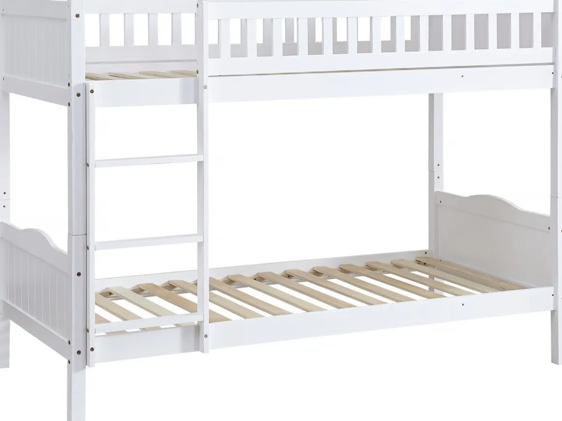 Lit superposé enfant "Gabriel" - Bois - Blanc - 90 x 190 cm