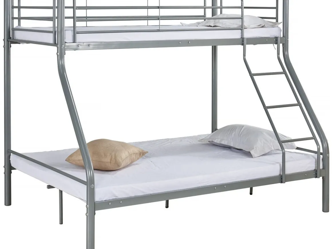 Lit superposé en métal "Leo" Sommiers inclus - 90/140 x 190 cm - Gris