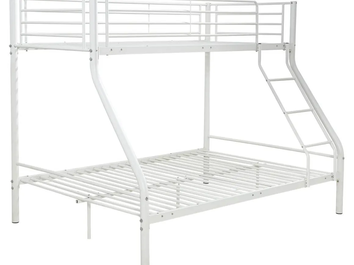 Lit superposé en métal "Leo" Sommiers inclus - 90/140 x 190 cm - Blanc