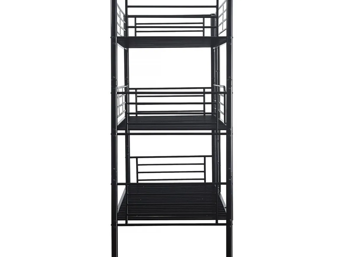 Lit superposé en métal triple "HAVIN" - 90 x 190 cm - Noir