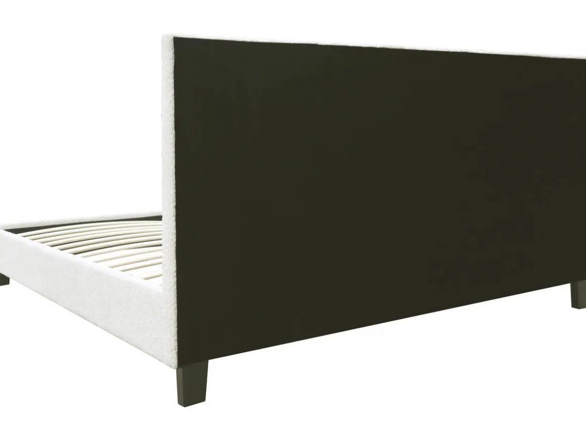 Lit tissu bouclette avec LED "Maria" 140x190cm - Crème