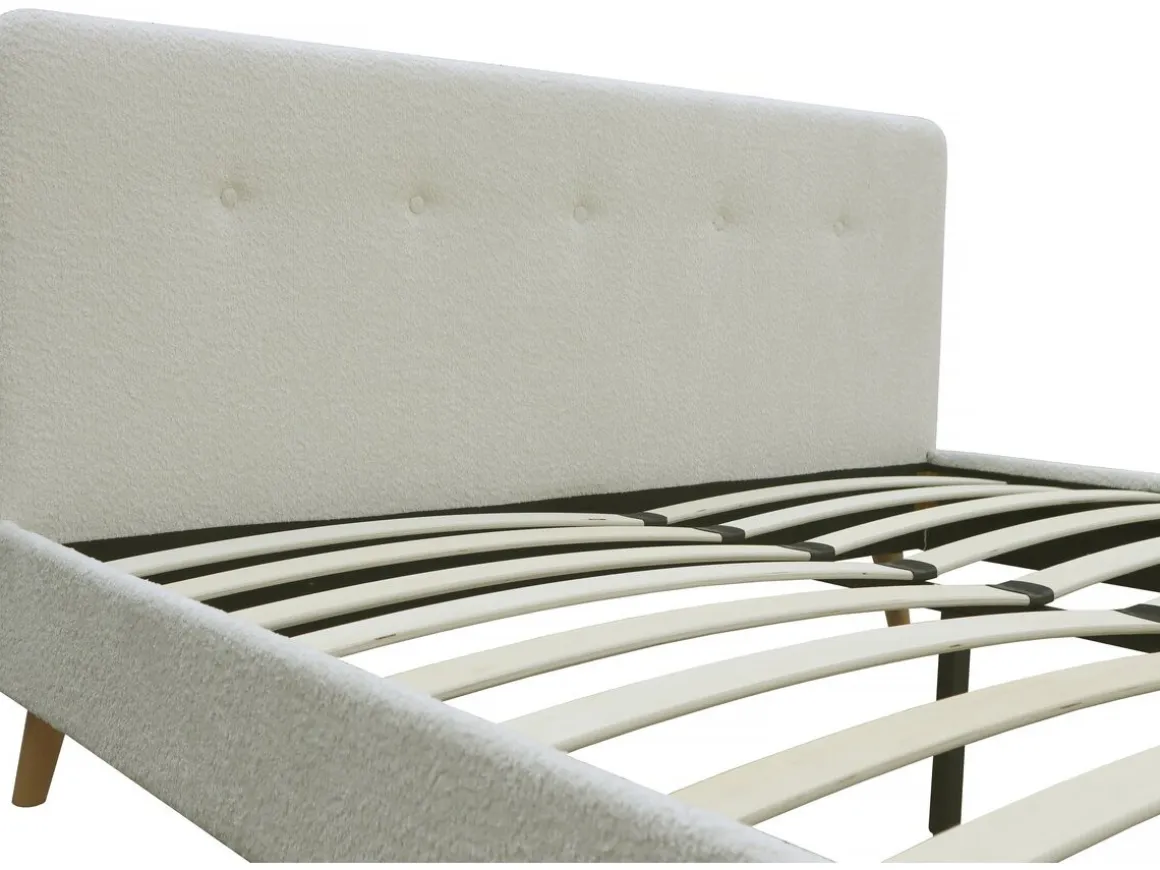 Lit tissu bouclette "Nemo" - 140 x 190 cm - Crème