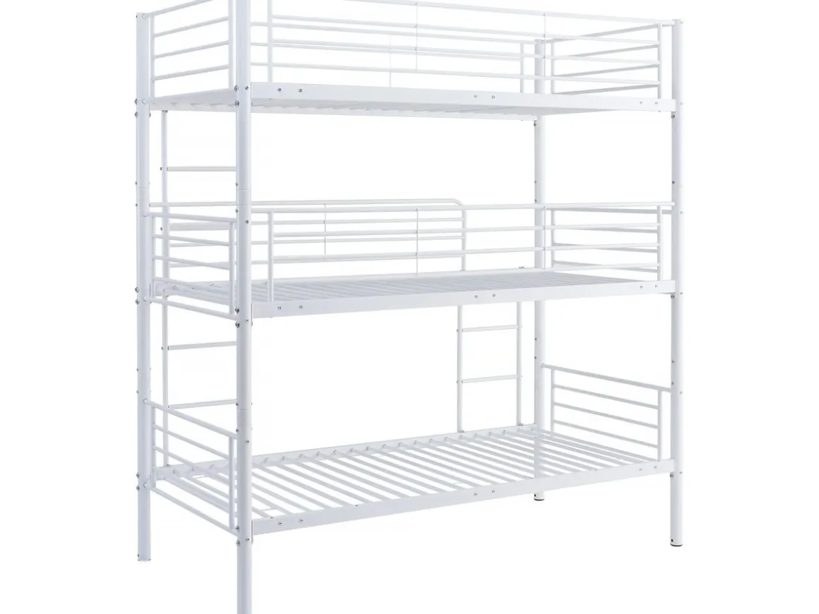 Lit triple superposé metal "Havin" - 90 x 190 cm - Blanc