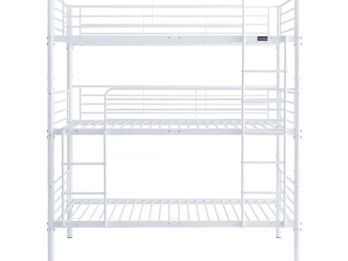 Lit triple superposé metal "Havin" - 90 x 190 cm - Blanc