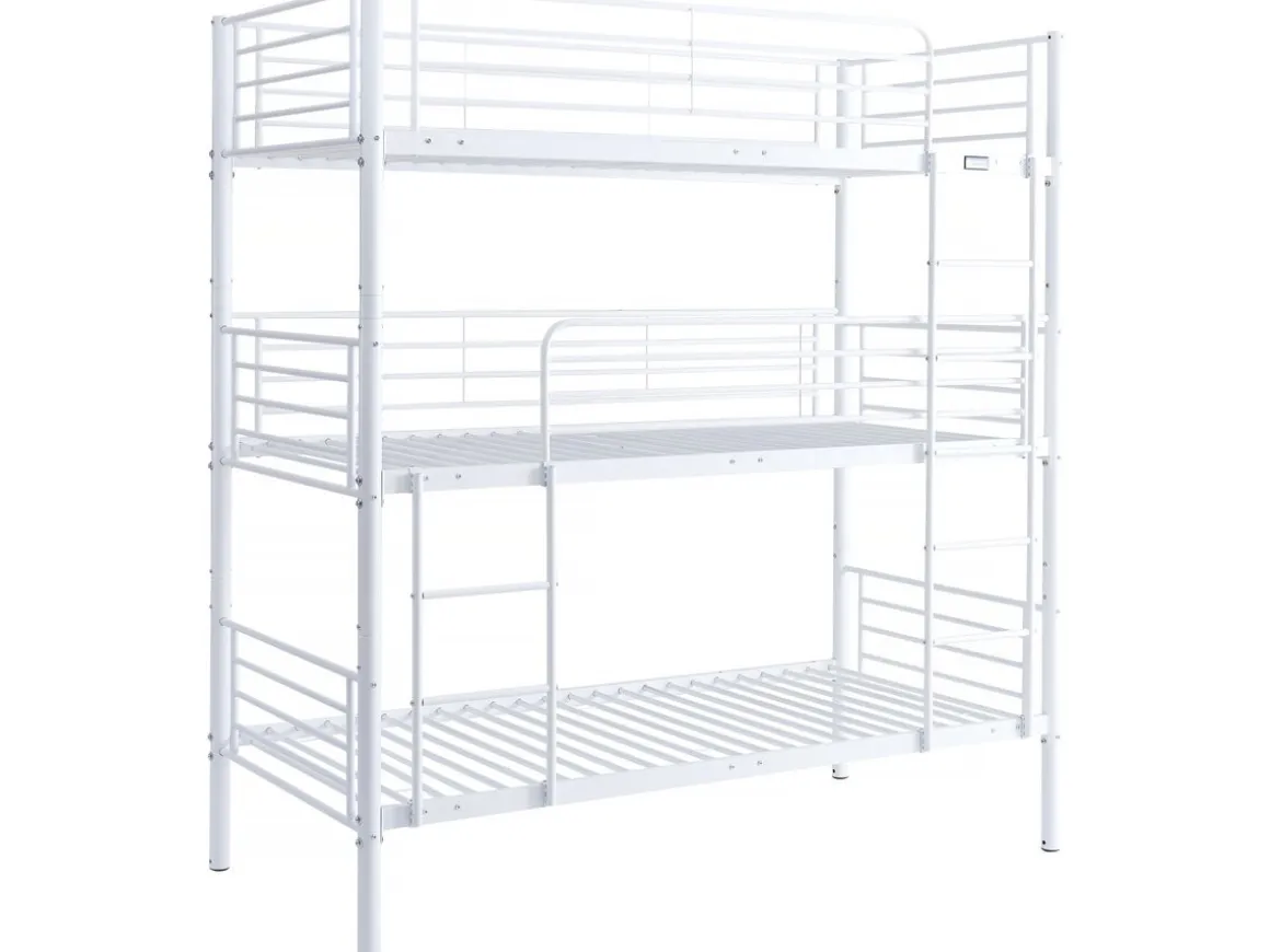 Lit triple superposé metal "Havin" - 90 x 190 cm - Blanc