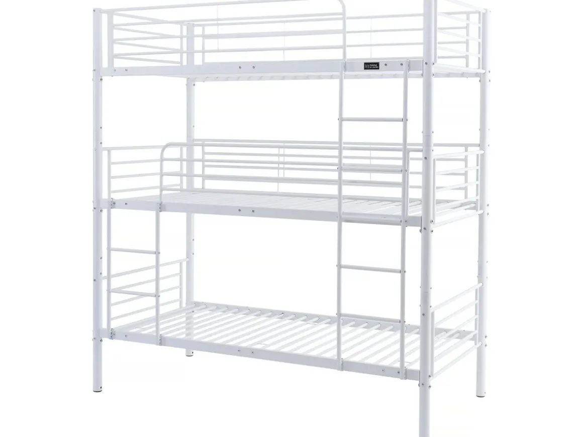 Lit triple superposé metal "Havin" - 90 x 190 cm - Blanc