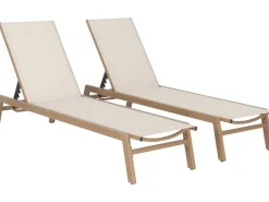 Lot de 2 bains de soleil en aluminium imitation bois 