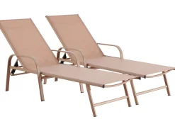 Lot de 2 Bains de soleil en métal avec accoudoirs 