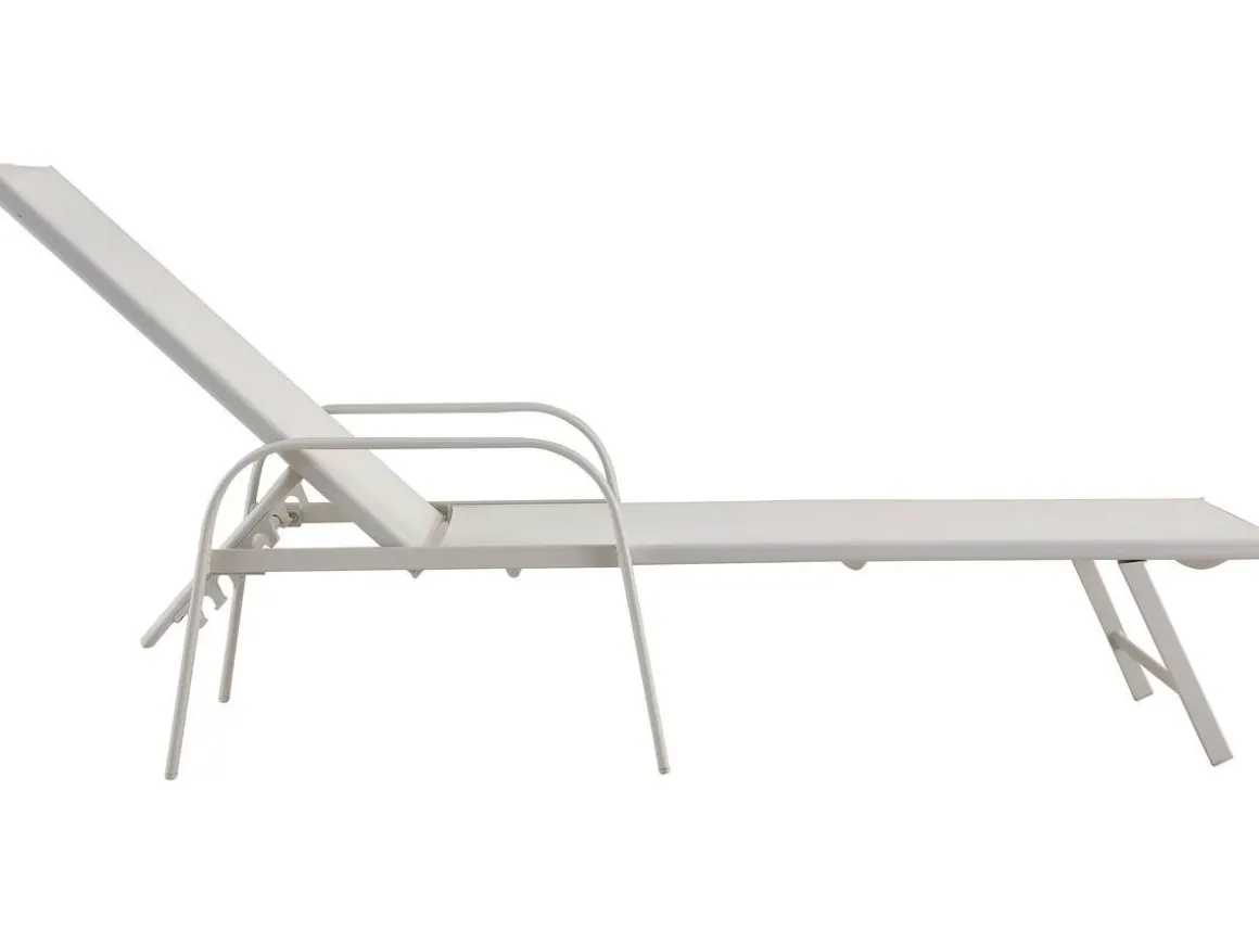 Lot de 2 Bains de soleil en métal avec accoudoirs "Farniente" - Blanc