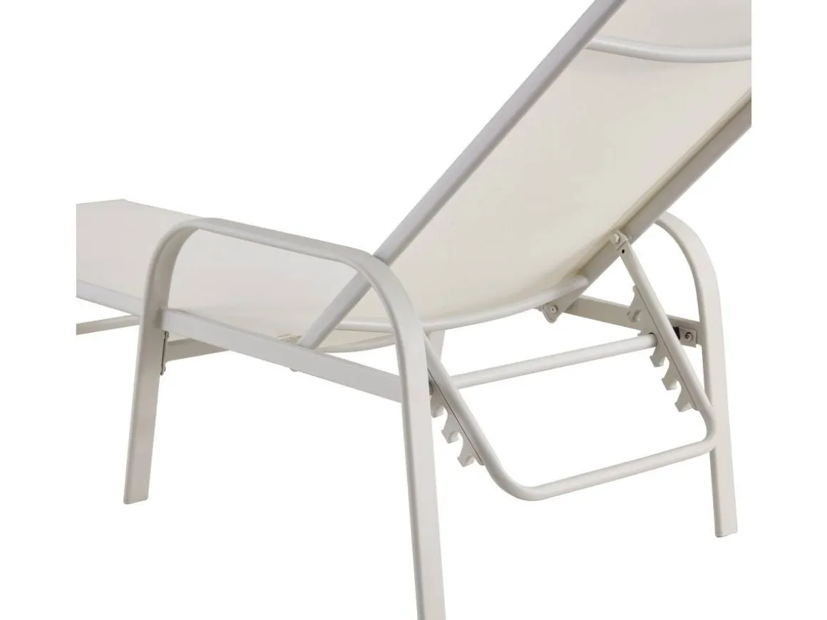 Lot de 2 Bains de soleil en métal avec accoudoirs "Farniente" - Blanc