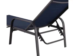 Lot de 2 Bains de soleil en métal avec accoudoirs "Farniente" - Bleu nuit