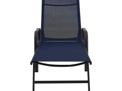 Lot de 2 Bains de soleil en métal avec accoudoirs "Farniente" - Bleu nuit