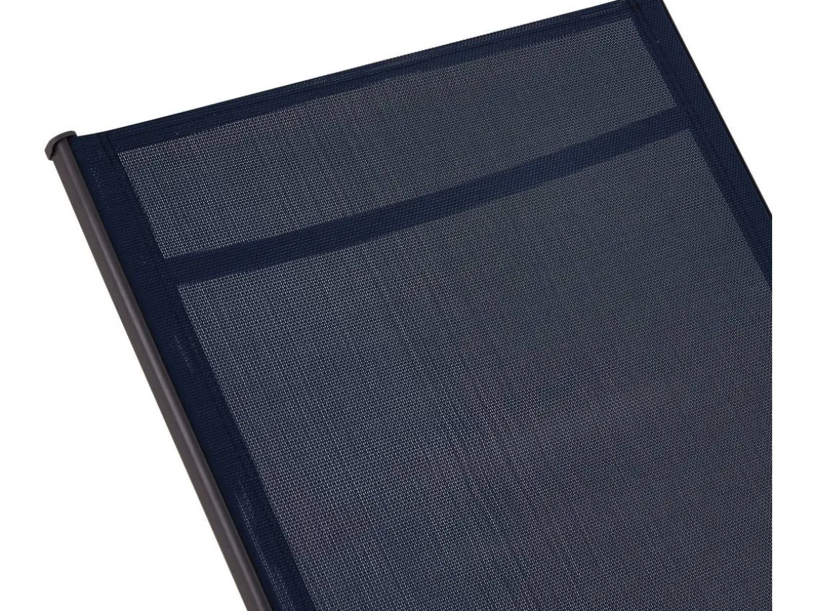 Lot de 2 Bains de soleil en métal avec accoudoirs "Farniente" - Bleu nuit