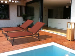 Lot de 2 bains de soleil en métal "Sublima" - 180 x 54 x 104 cm - Terracotta