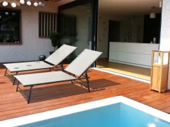 Lot de 2 bains de soleil en métal "Sublima" - 180 x 54 x 104 cm - Beige