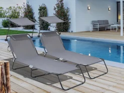 Lot de 2 bains de soleil pliable 