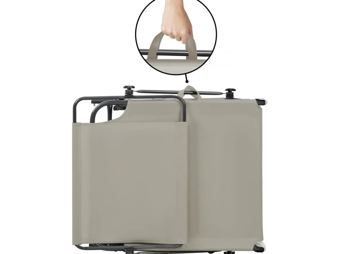 Lot de 2 bains de soleil pliable "Lazy" - Avec pare soleil - Taupe