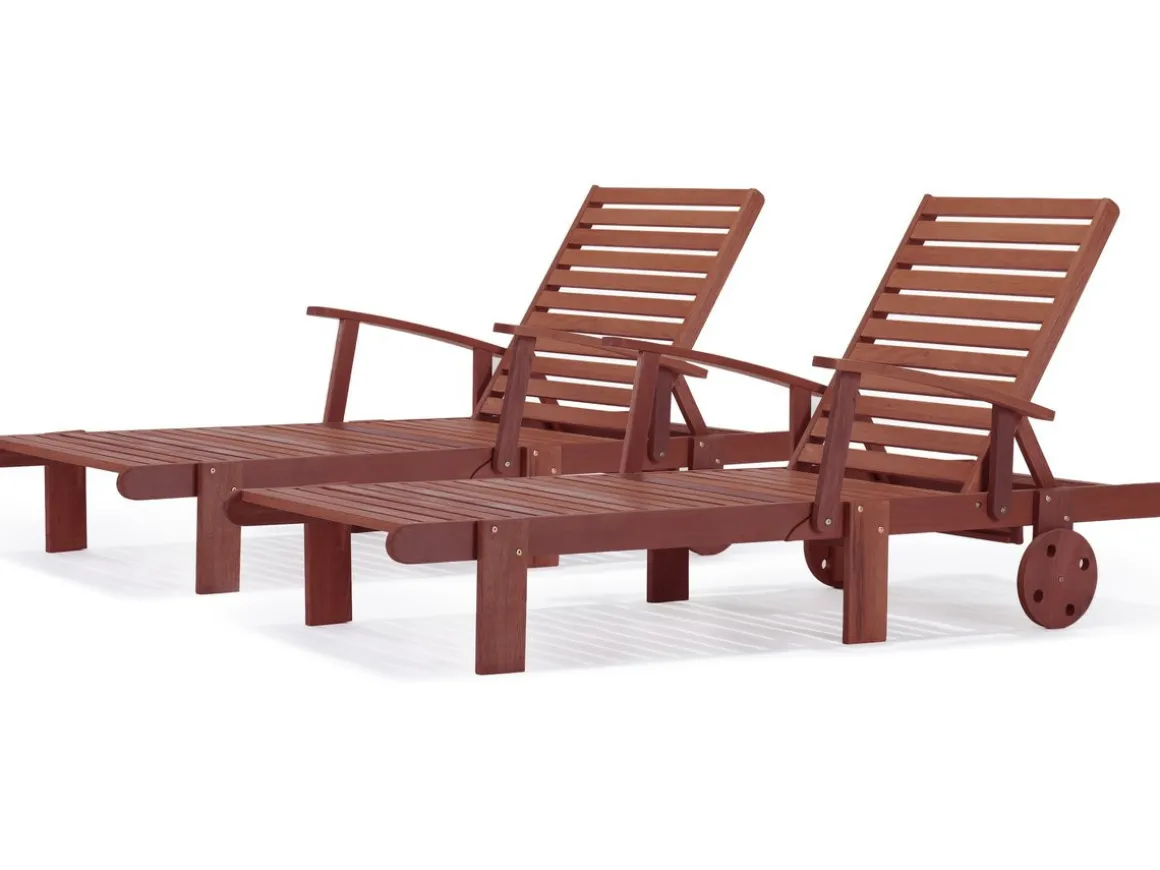 Lot de 2 bains de soleil pliant en bois exotique "Tokyo" - Mahogany - Marron acajou