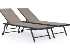 Lot de 2 bains de soleil textilène aluminium 