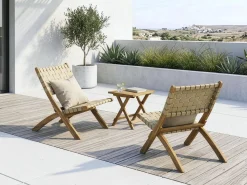 Lot de 2 chaises de jardin en bois "Hanoi" - Beige