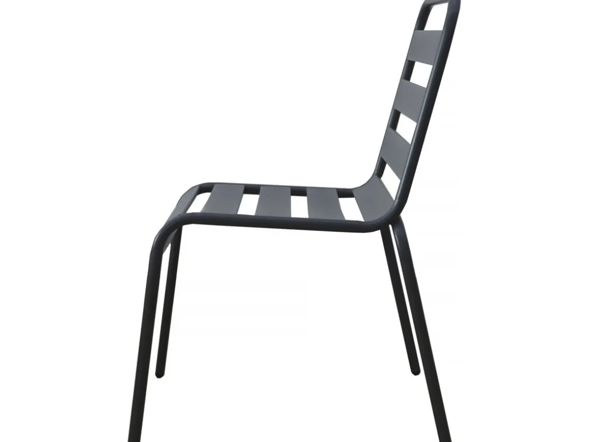 Lot de 4 chaises de jardin en métal empilables "Bilbao" - Gris