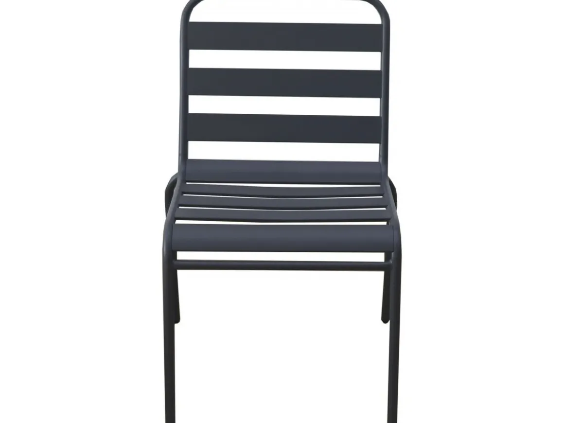 Lot de 4 chaises de jardin en métal empilables "Bilbao" - Gris