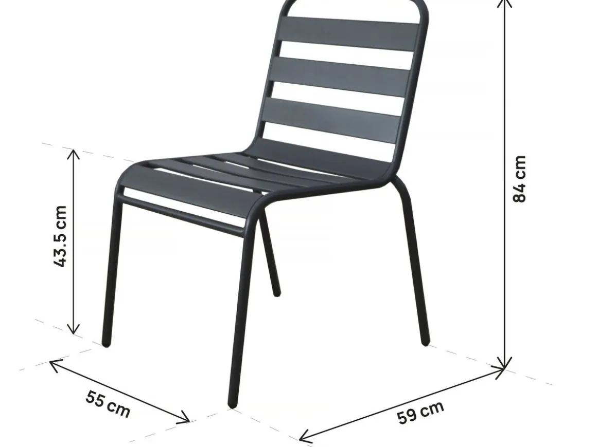 Lot de 2 chaises de jardin en métal empilables "Bilbao" - Gris