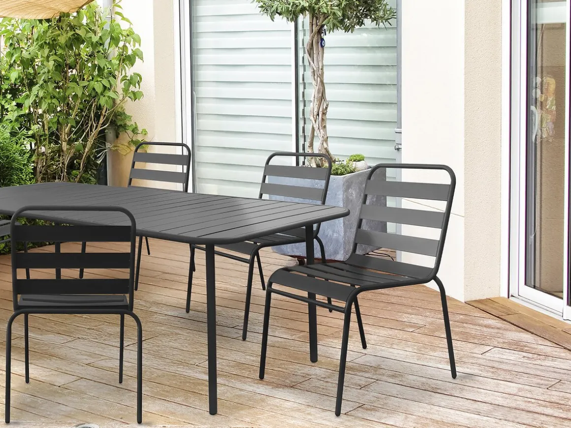 Lot de 2 chaises de jardin en métal empilables "Bilbao" - Gris