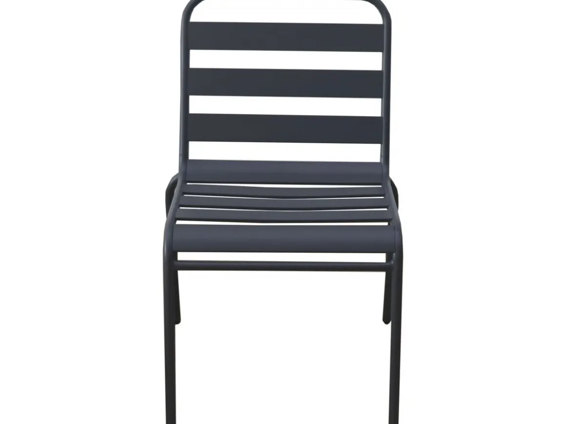 Lot de 2 chaises de jardin en métal empilables "Bilbao" - Gris