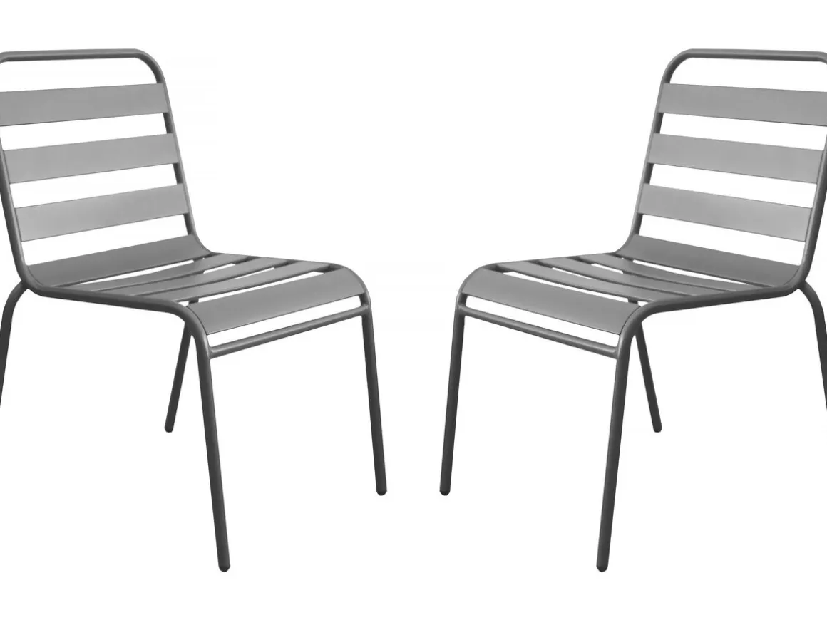 Lot de 2 chaises de jardin en métal empilables "Bilbao" - Taupe