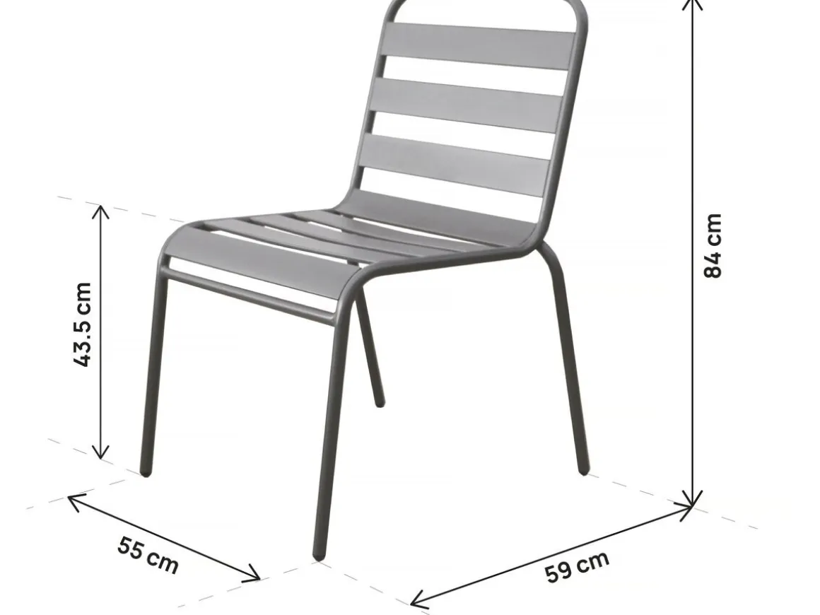 Lot de 2 chaises de jardin en métal empilables "Bilbao" - Taupe