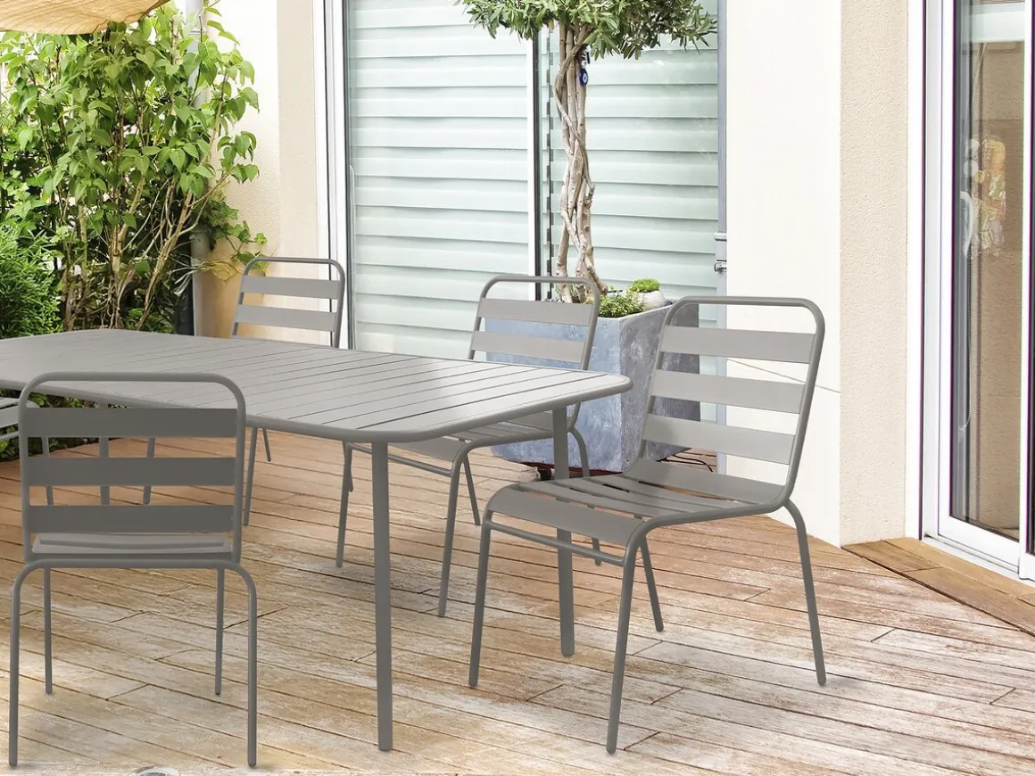 Lot de 2 chaises de jardin en métal empilables "Bilbao" - Taupe