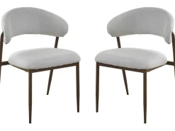 Lot de 2 chaises de salle à manger en tissu et métal 