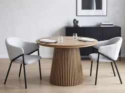 Lot de 2 chaises de salle à manger en tissu et métal "Auralis" - Gris clair