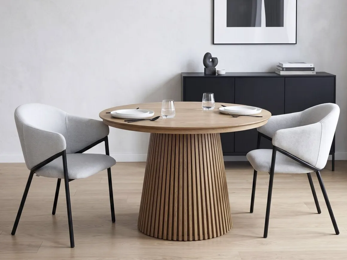 Lot de 2 chaises de salle à manger en tissu et métal "Auralis" - Gris clair