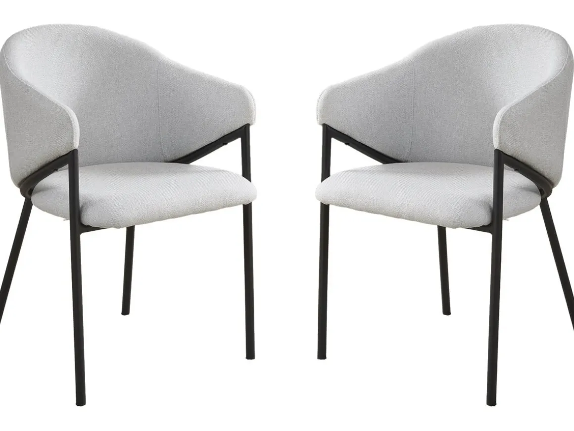 Lot de 2 chaises de salle à manger en tissu et métal "Auralis" - Gris clair