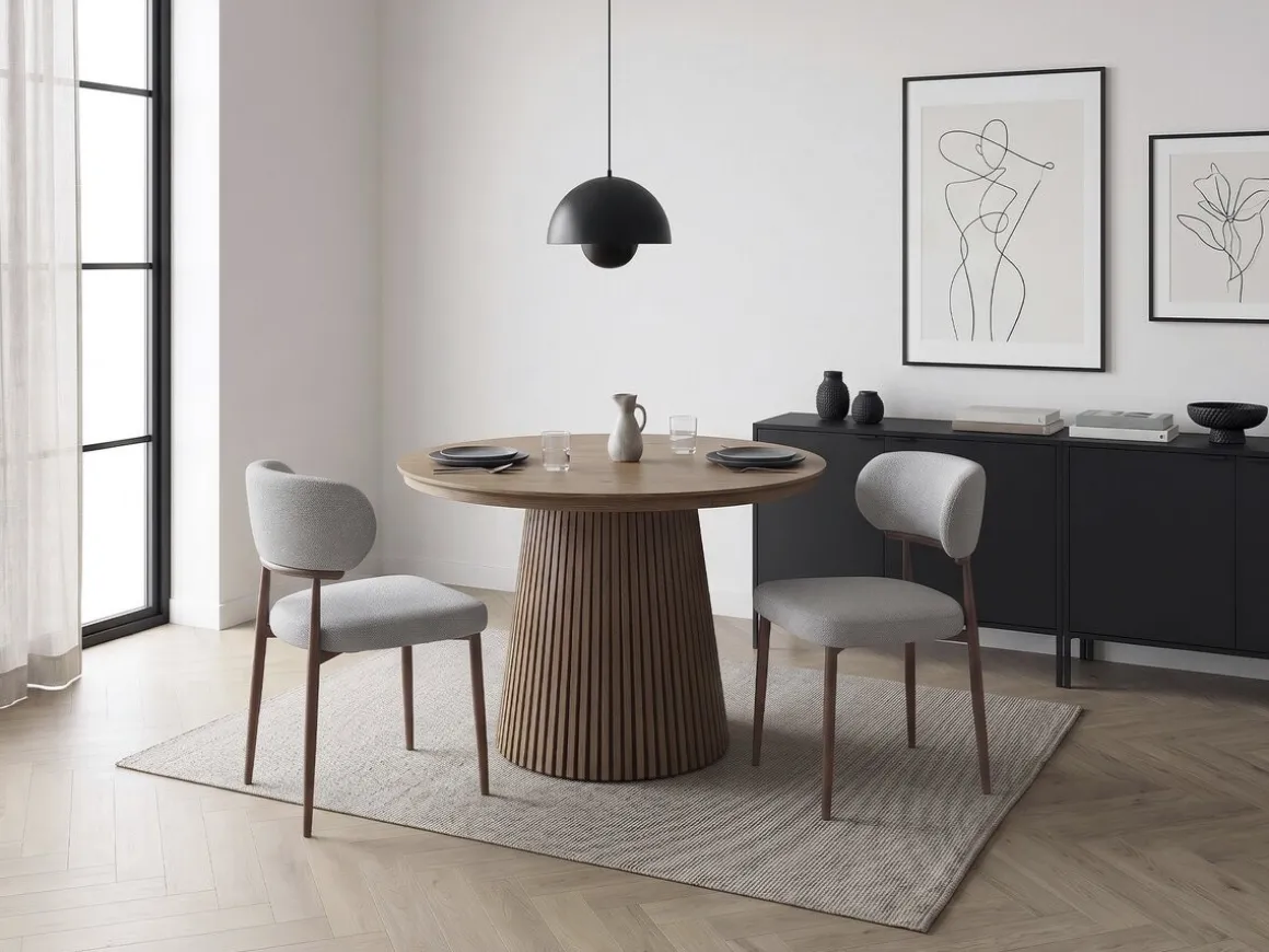 Lot de 2 chaises de salle à manger imitation bois "Elora" - Gris clair