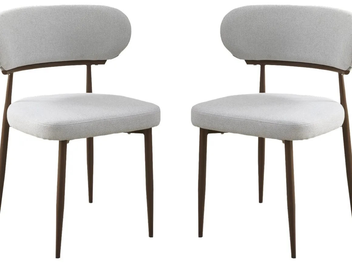 Lot de 2 chaises de salle à manger imitation bois "Elora" - Gris clair